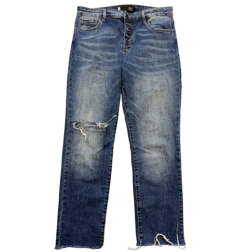 KUT From The Kloth Catherine Jeans Womens‎ 8 Blue High Rise Distressed 32x27